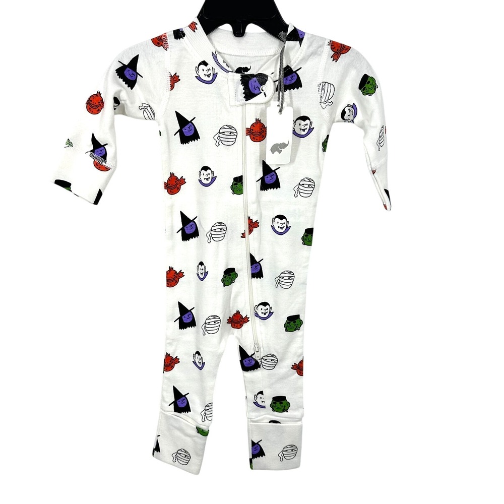 Monica & Andy Halloween Pumpkin Mummy Pajamas Size 0-3 Months Organic Cotton NEW